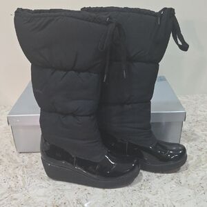 Black Calf Boot With Wedge Heel